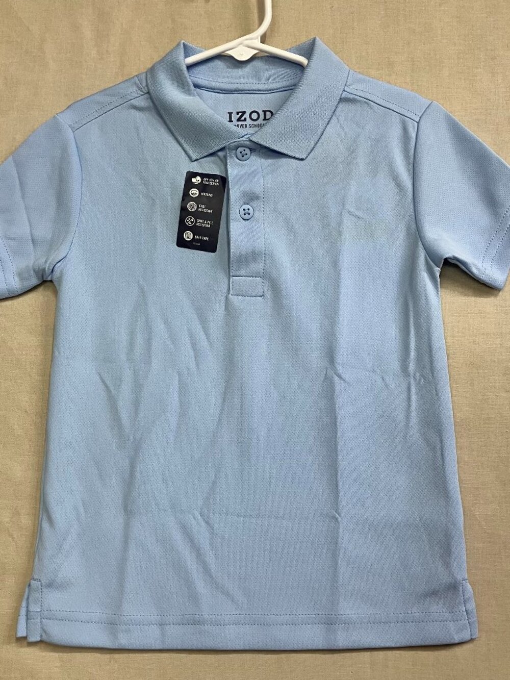 IZOD Boys School Uniform Size XXS Light Blue Short Sleeve Pique Polo Polo Shirt